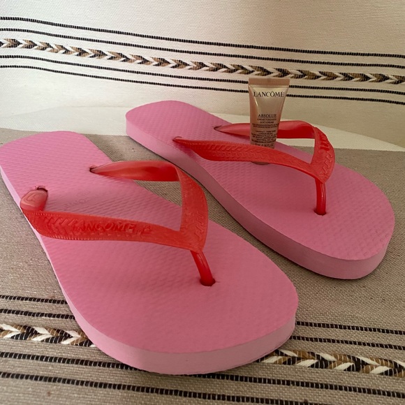 NWOT Lancôme pink flip flops M/L & NEW SEALED Absolue crème fondante soft cream - Picture 2 of 10